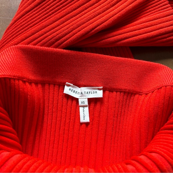 New Rebecca Taylor Red-Orange Ribbed Knit Skirt - Picture 2 of 7